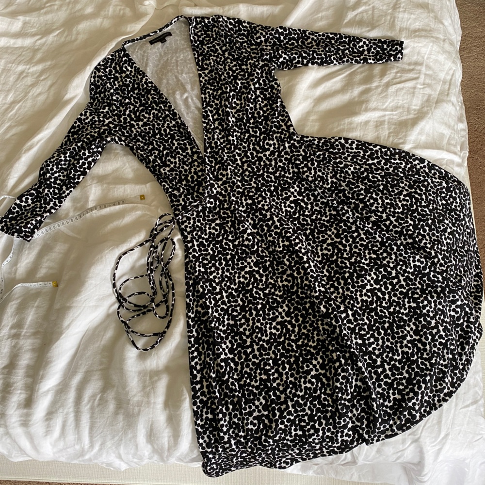 Banana Republic Wrap Dress in Dalmatian Black And White Dots